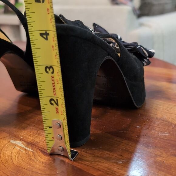 Miu Miu Black Peep Toe Sling Back Silk Bow Heels Sz 36 - Picture 15 of 16
